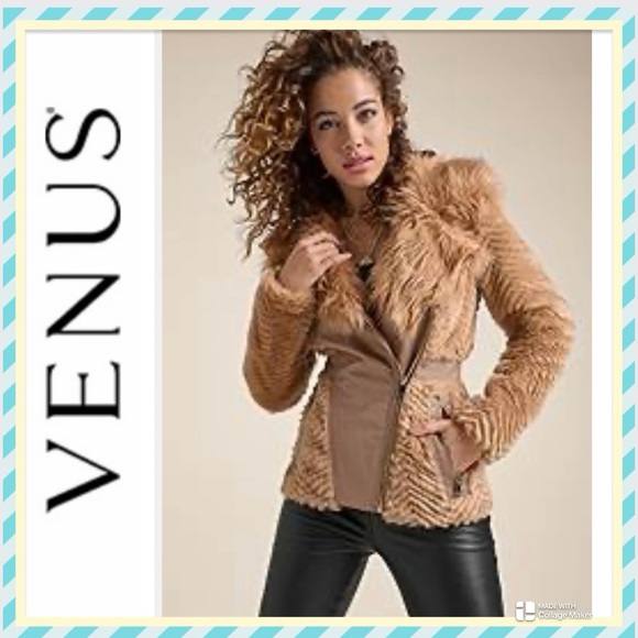 Faux Fur Chevron Jacket NWOT - Picture 1 of 14